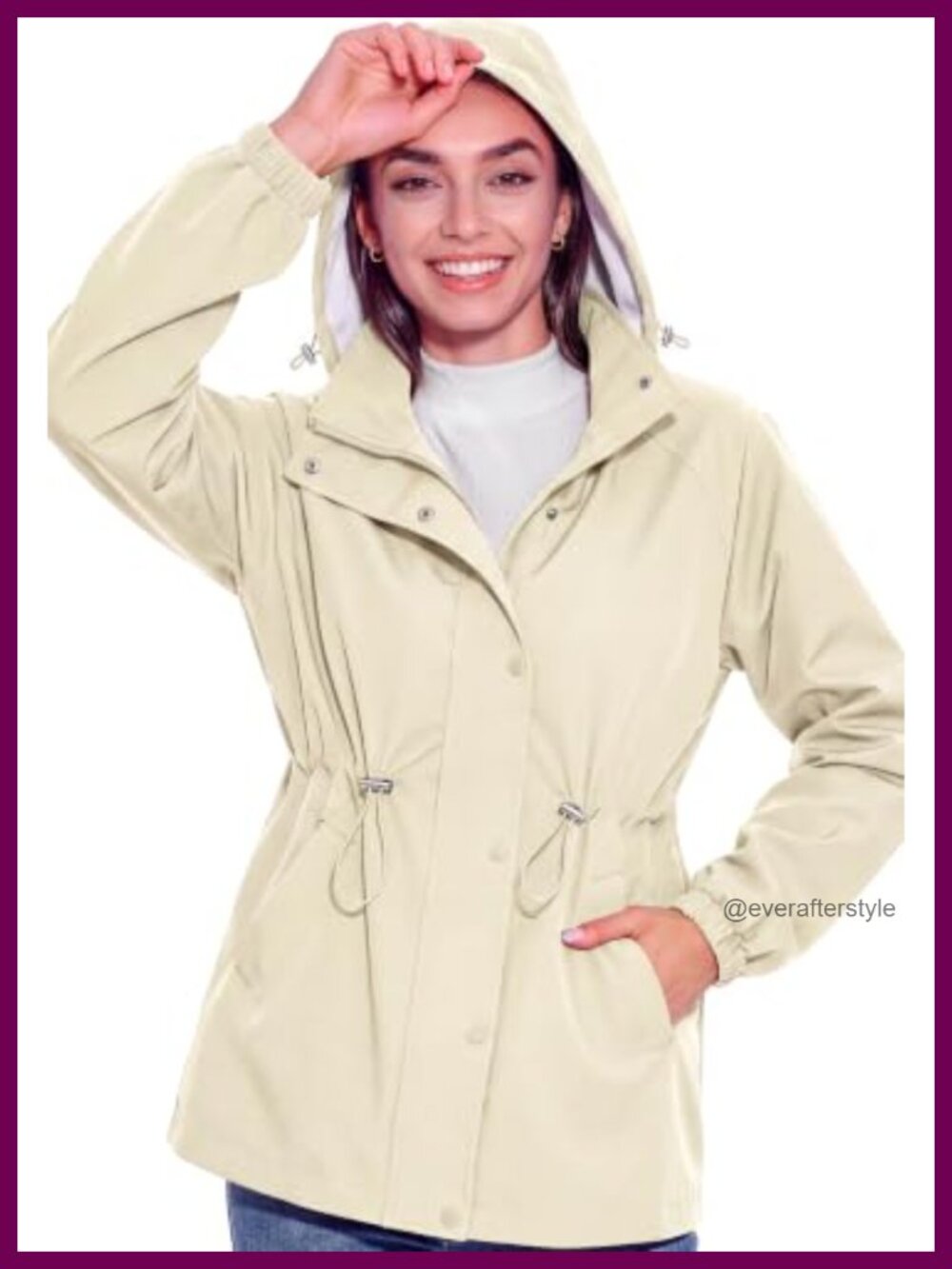 Lightweight Hooded Waterproof Rain Jacket Packable Women Raincoat